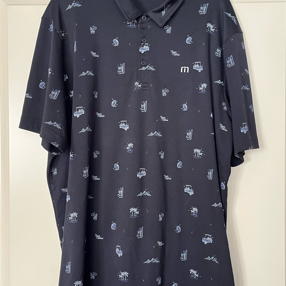 XXL Travis Mathew Black Polo with Pattern